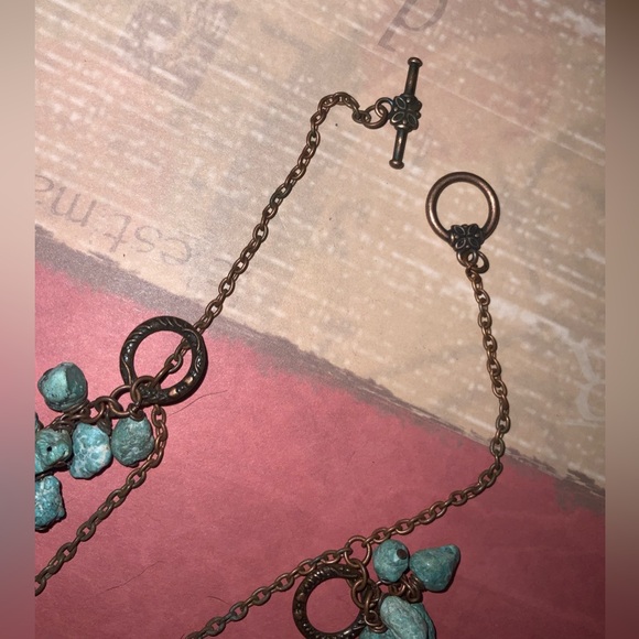 Vintage Handmade Bohemian Authentic Turquoise & Jasper Copper Necklace - Picture 10 of 13